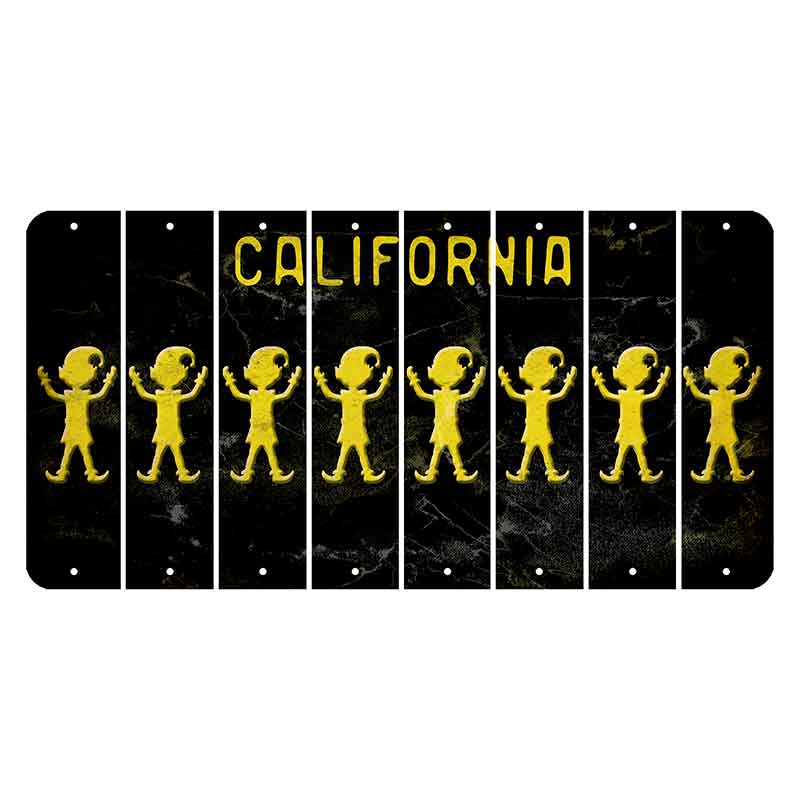 California Black Cut License Plate Strips (Set of 8) Elf