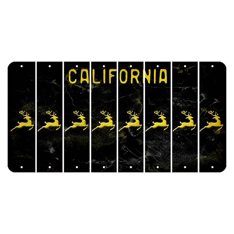 California Black Cut License Plate Strips (Set of 8) Reindeer