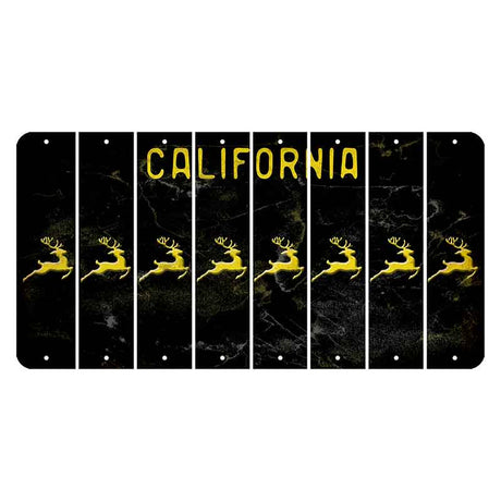 California Black Cut License Plate Strips (Set of 8) Reindeer