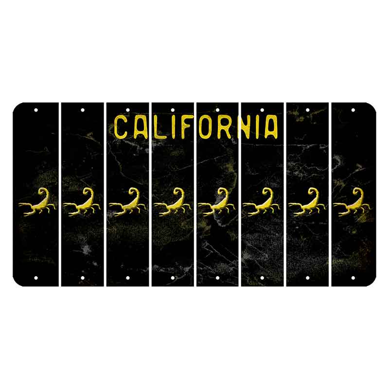 California Black Cut License Plate Strips (Set of 8) Scorpion