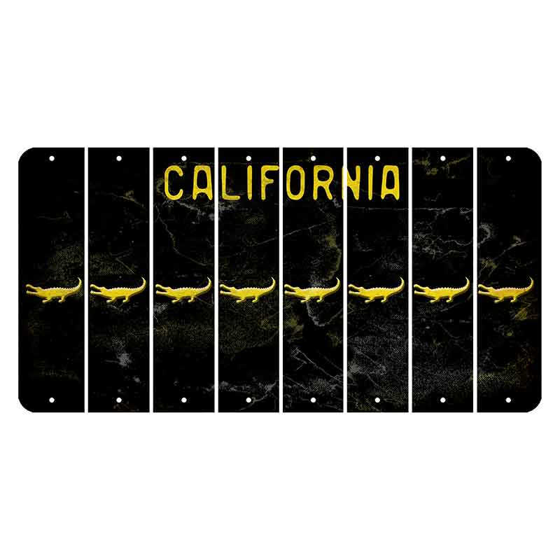 California Black Cut License Plate Strips (Set of 8) Alligator