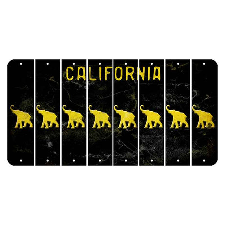 California Black Cut License Plate Strips (Set of 8) Elephant