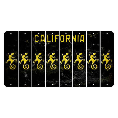 California Black Cut License Plate Strips (Set of 8) Gecko