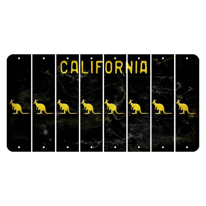 California Black Cut License Plate Strips (Set of 8) Kangaroo