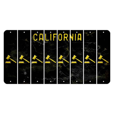 California Black Cut License Plate Strips (Set of 8) Gavel