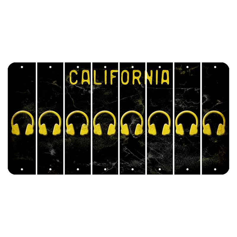 California Black Cut License Plate Strips (Set of 8) Headphones
