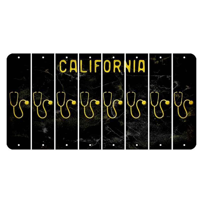 California Black Cut License Plate Strips (Set of 8) Statue of Liberty