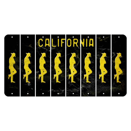 California Black Cut License Plate Strips (Set of 8) Cowboy - Leaning