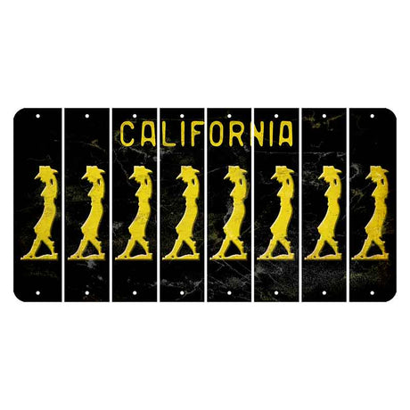 California Black Cut License Plate Strips (Set of 8) Cowgirl - Leaning