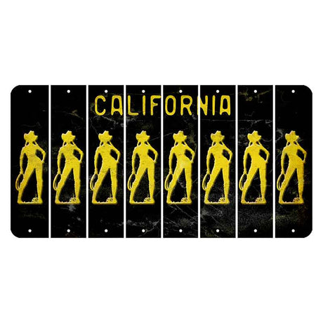 California Black Cut License Plate Strips (Set of 8) Cowgirl