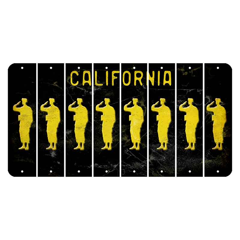 California Black Cut License Plate Strips (Set of 8) Soldier - Running