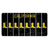 California Black Cut License Plate Strips (Set of 8) Cowboy Boot
