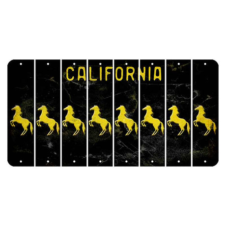 California Black Cut License Plate Strips (Set of 8) Horse