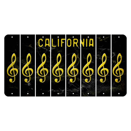 California Black Cut License Plate Strips (Set of 8) Music Note