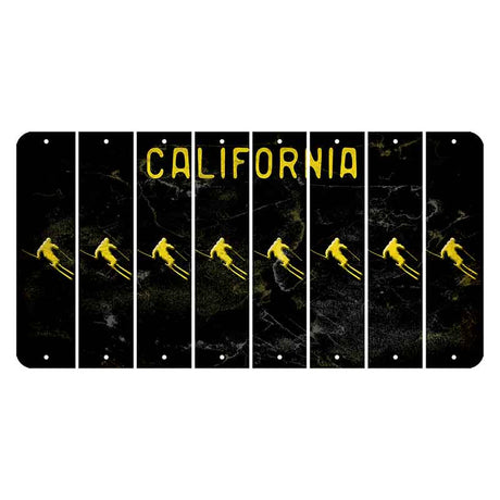 California Black Cut License Plate Strips (Set of 8) Skier