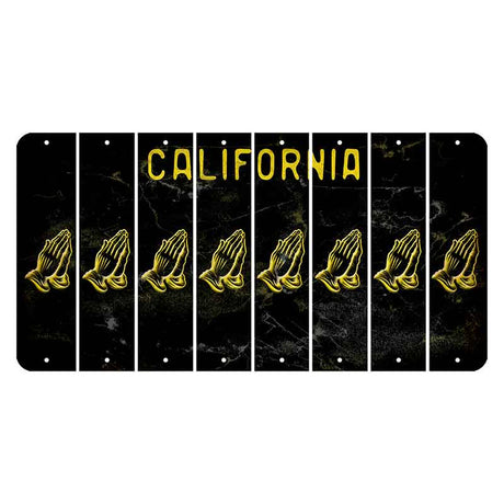California Black Cut License Plate Strips (Set of 8) Praying Hands