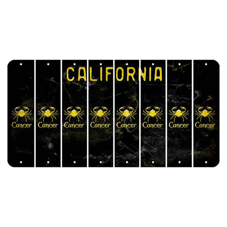 California Black Cut License Plate Strips (Set of 8) Zodiac Sign - Aries