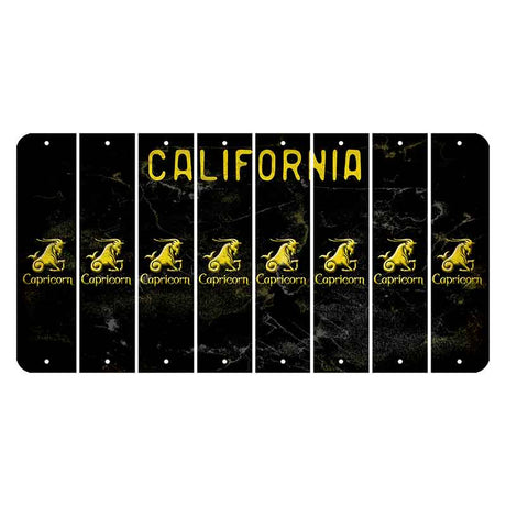 California Black Cut License Plate Strips (Set of 8) Zodiac Sign - Cancer