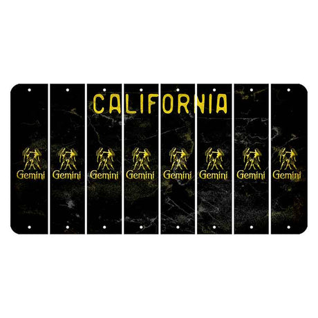 California Black Cut License Plate Strips (Set of 8) Zodiac Sign - Capricorn