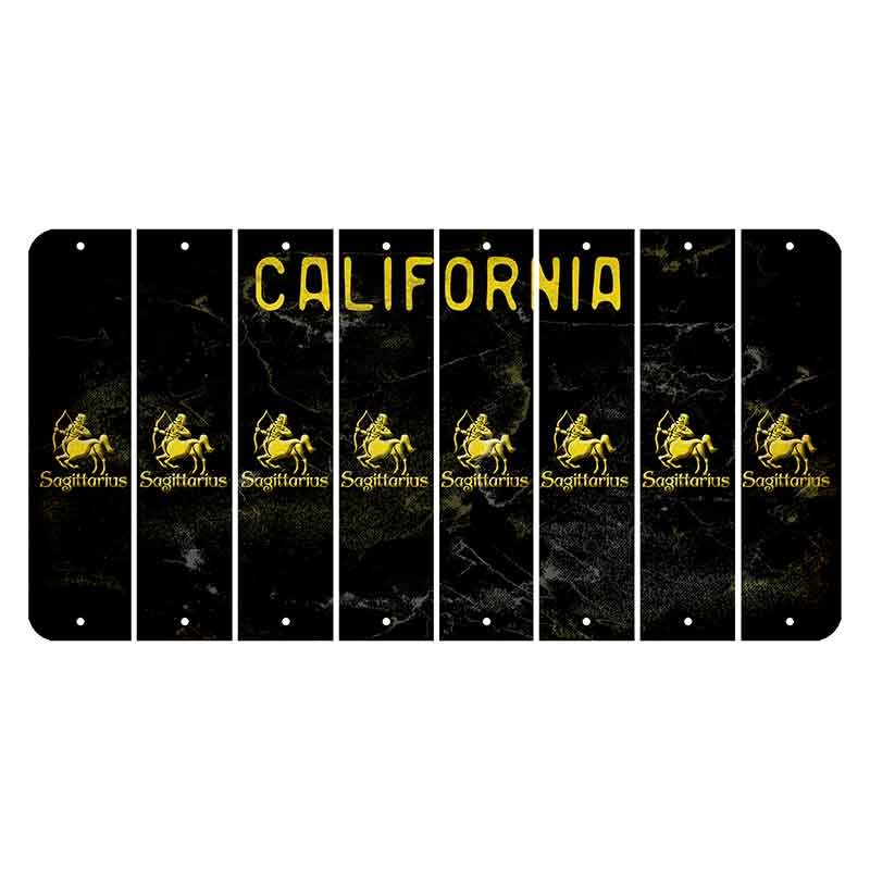 California Black Cut License Plate Strips (Set of 8) Zodiac Sign - Pisces