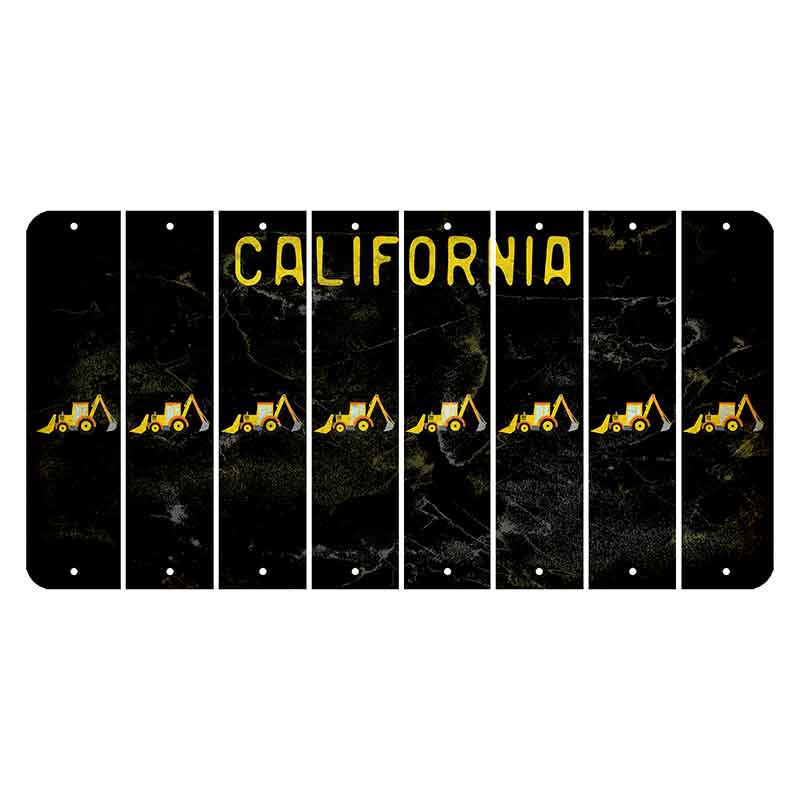 California Black Cut License Plate Strips (Set of 8) Backhoe