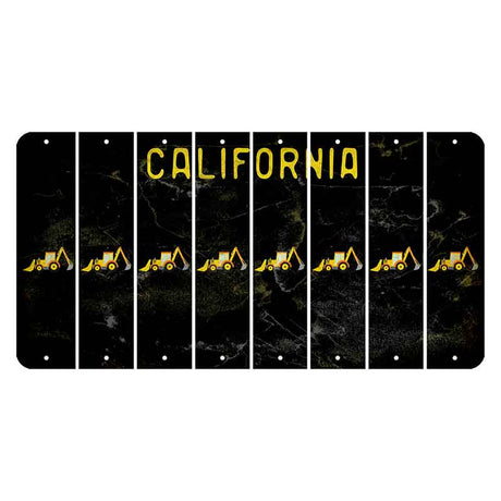 California Black Cut License Plate Strips (Set of 8) Backhoe