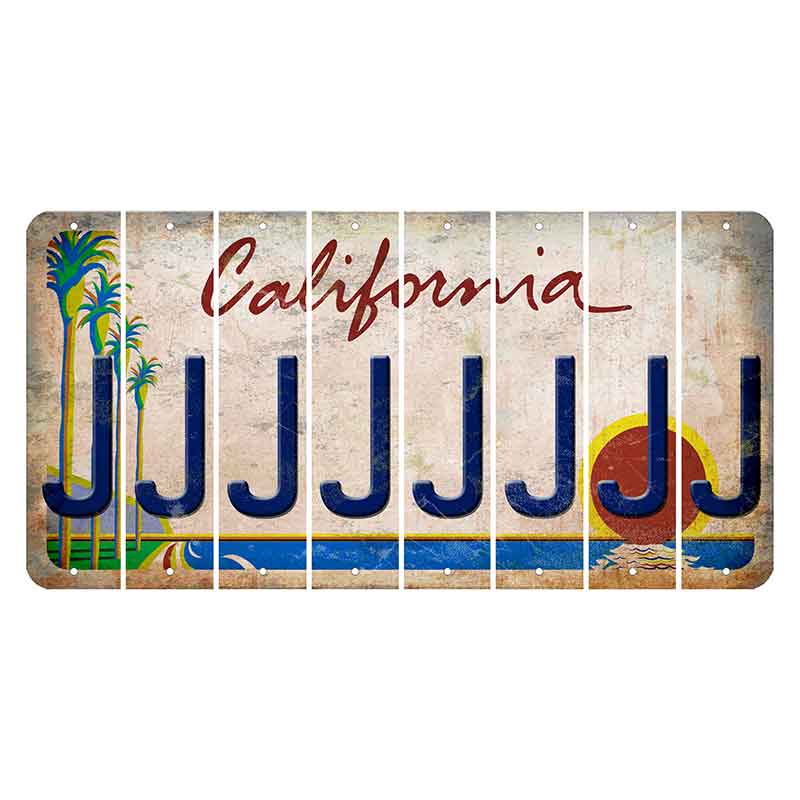 California Coastline Cut License Plate Strips (Set of 8) J