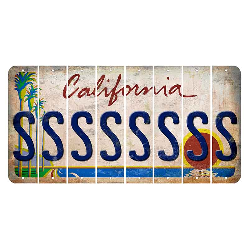 California Coastline Cut License Plate Strips (Set of 8) S