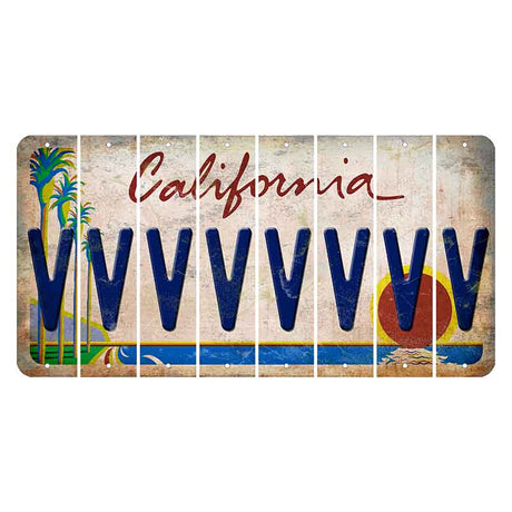California Coastline Cut License Plate Strips (Set of 8) V