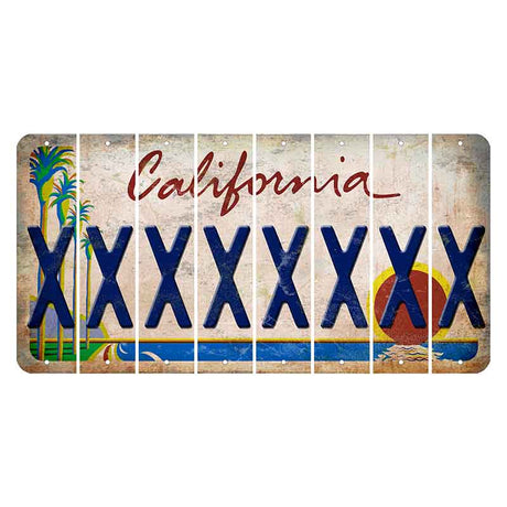 California Coastline Cut License Plate Strips (Set of 8) X
