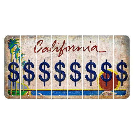 California Coastline Cut License Plate Strips (Set of 8) Dollar Sign