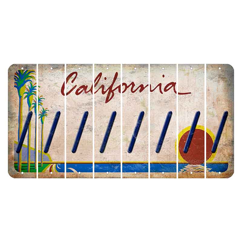 California Coastline Cut License Plate Strips (Set of 8) Forward Slash