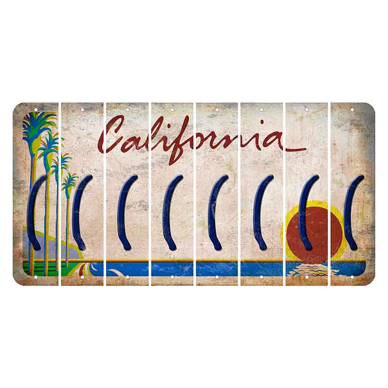 California Coastline Cut License Plate Strips (Set of 8) Parenthesis - Left