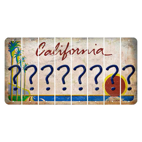 California Coastline Cut License Plate Strips (Set of 8) Question Mark