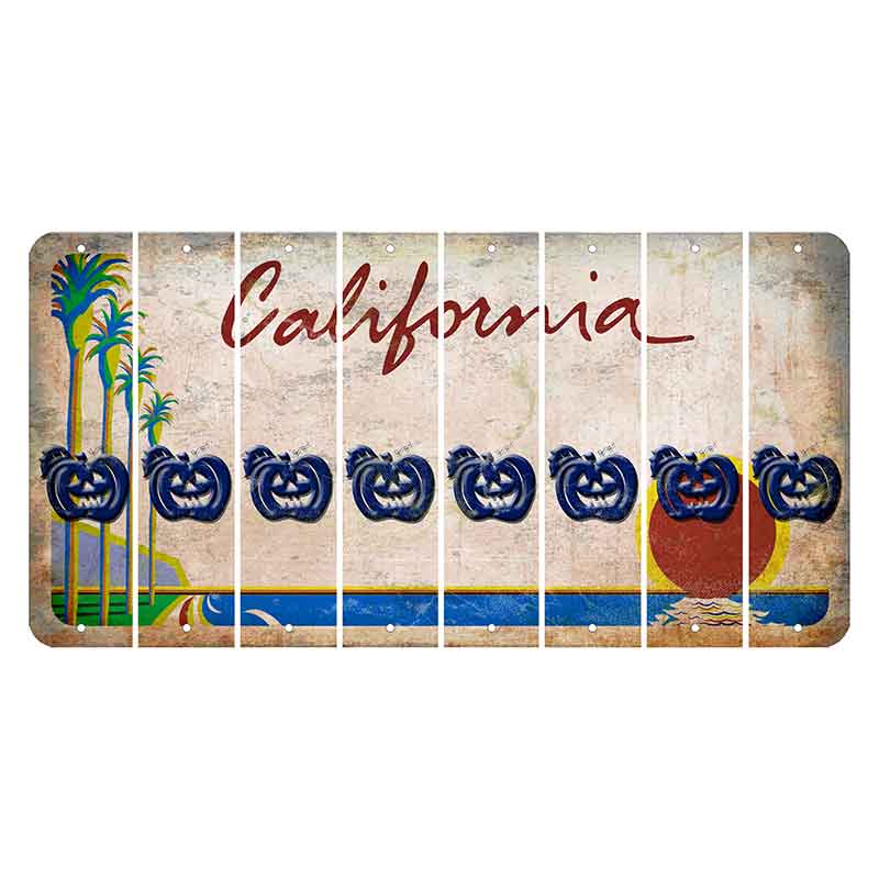 California Coastline Cut License Plate Strips (Set of 8) Pumpkin