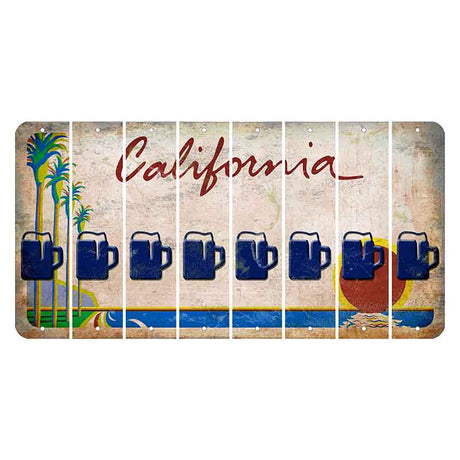 California Coastline Cut License Plate Strips (Set of 8) Beer Mug