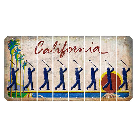 California Coastline Cut License Plate Strips (Set of 8) Male Golfer