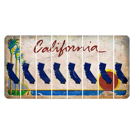 California Coastline Cut License Plate Strips (Set of 8) State Flag