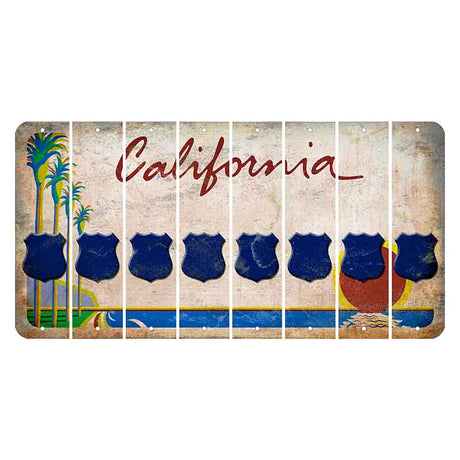 California Coastline Cut License Plate Strips (Set of 8) Police Badge