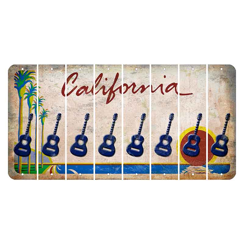 California Coastline Cut License Plate Strips (Set of 8) Guitar