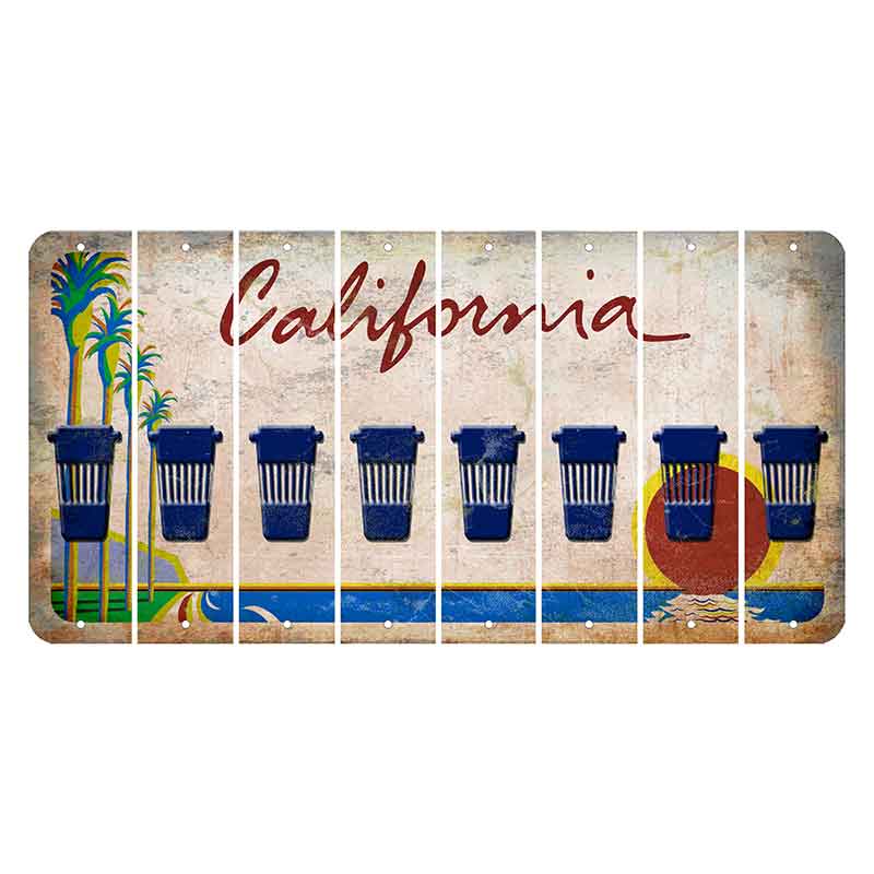 California Coastline Cut License Plate Strips (Set of 8) Latte
