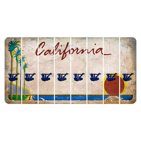 California Coastline Cut License Plate Strips (Set of 8) Skull & Bones