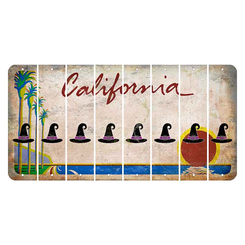 California Coastline Cut License Plate Strips (Set of 8) Wine Glass