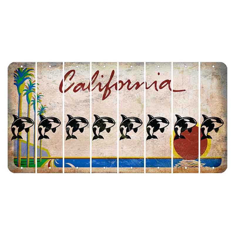 California Coastline Cut License Plate Strips (Set of 8) Volleyball