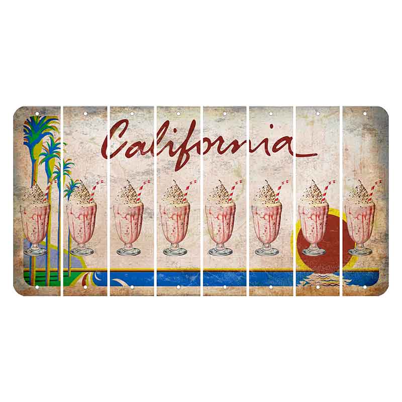 California Coastline Cut License Plate Strips (Set of 8) Milkshake