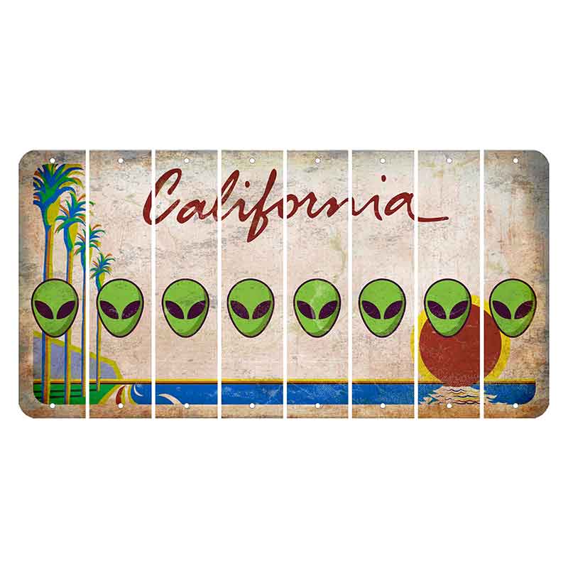 California Coastline Cut License Plate Strips (Set of 8) Alien