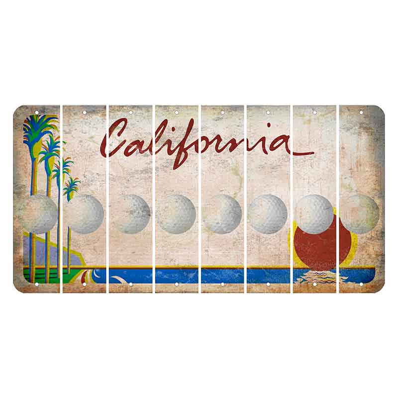 California Coastline Cut License Plate Strips (Set of 8) Golfball
