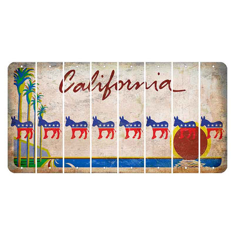 California Coastline Cut License Plate Strips (Set of 8) Democrat