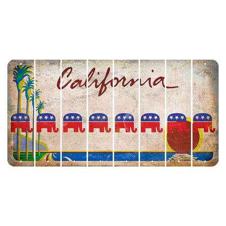 California Coastline Cut License Plate Strips (Set of 8) Republican