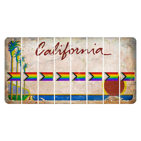 California Coastline Cut License Plate Strips (Set of 8) LGBTQ Flag